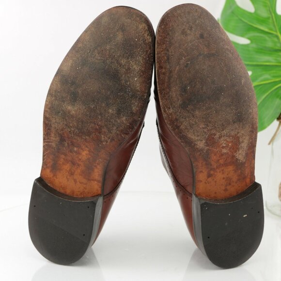 VTG Stanley Blacker Mens Oxford Size 11.5 Red Leather Italy Handmade Dress Shoe - Picture 9 of 12